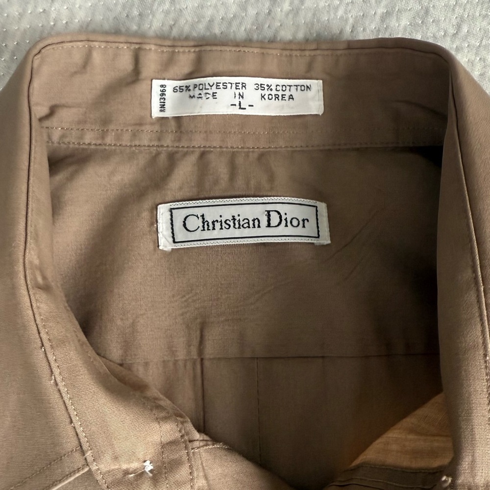 Vintage Dior Tan Button Down Shirt - unisex -size L - Picture 10 of 11